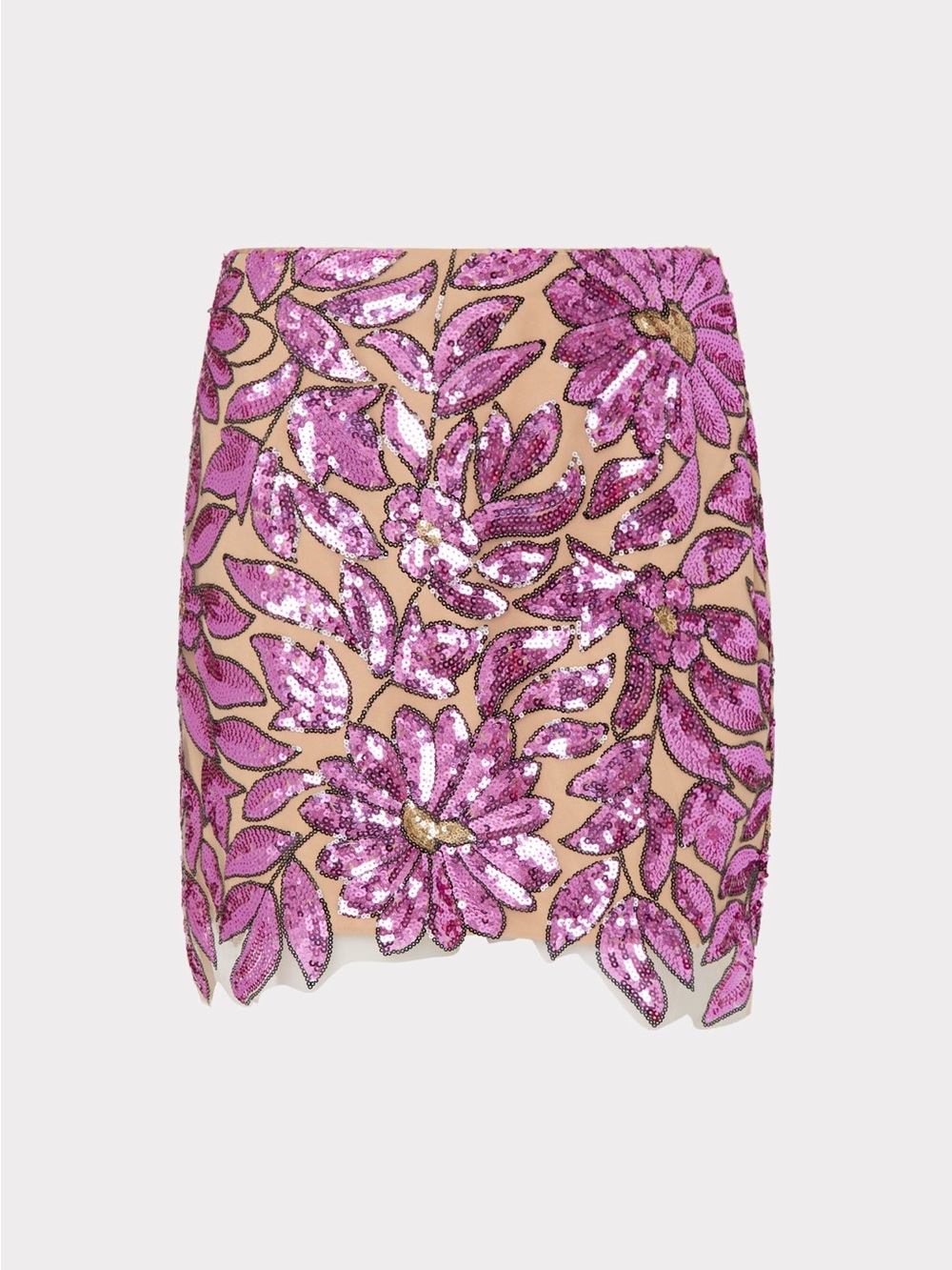 MILLY Pink Floral Sequin Mini Skirt - Designer Style